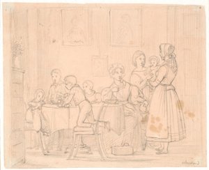 Rascunho para a foto da família Waagepetersen de Wilhelm Marstrand