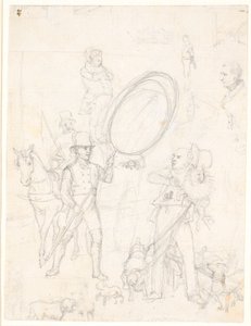 Rascunho para a pintura "Cena de rua nos dias de cão" de Wilhelm Marstrand