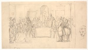 Rascunho da cena final de O Naufrágio Feliz de Wilhelm Marstrand