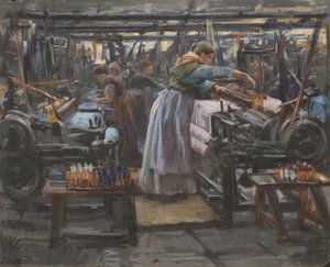 Interior da fábrica de tecelagem Hjula