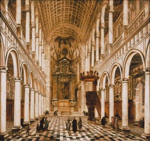 Interior da igreja jesuíta em Antuérpia, 1668. de Wilhelm Schubert van Ehrenberg