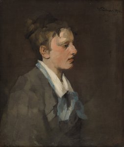 Mulher de Bruxelas com gravata azul de Wilhelm Trübner