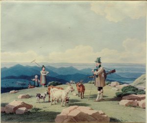 Caçador com leiteira e criança no Hirschberg de Wilhelm von Kobell