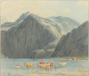 Königsee com as falésias de St. Bartholomëe de Wilhelm von Kobell