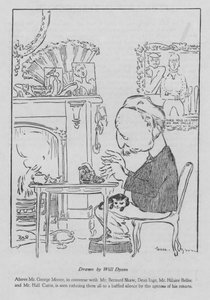 George Moore, autor irlandês, a trabalhar na sua máquina de escrever (litho)