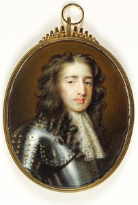 William Prince of Orange, mais tarde Rei William III (aguarela em marfim) de Willem (after) Wissing