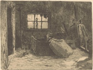 Interior de um celeiro de Willem Adrianus Grondhout (signed by artist)