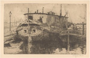 Laakhaven em Haia de Willem Adrianus Grondhout (signed by artist)