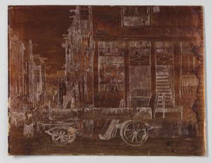 Cidade velha de Amesterdão com a carroça em primeiro plano de Willem Adrianus Grondhout (signed by artist)