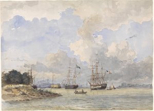 Maas para Rotterdam, com um navio americano e sueco