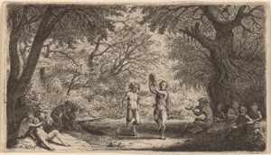 Bacchanal com um casal de dança no Centro. de Willem Basse