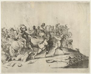 Luta entre cavaleiros e soldados a pé de Willem Basse