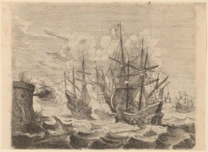 Vitória do Heemskerck sobre a frota espanhola em Gibraltar de Willem Basse