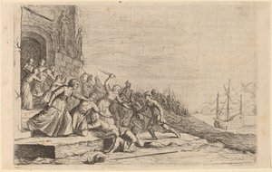 Os Seguidores de Sólon Defendendo o Templo de Vênus de Willem Basse