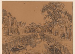 Canal com casas antigas de Willem Bastiaan Tholen