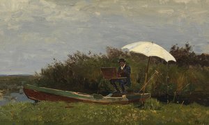 Paul Gabriël trabalha em um barco. 1882 de Willem Bastiaan Tholen