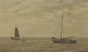 Seascape com barcos de pesca de Willem Bastiaan Tholen