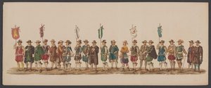 Procissão delft de 1862, quinto grupo
Fourth Lustrum of the Royal Academy at Delft - Ao. 1862 - Desfile com fantasia (título da série sobre o objecto)