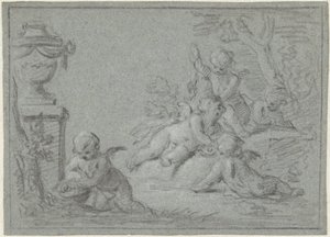 Putti numa paisagem com um vaso de Willem Bilderdijk