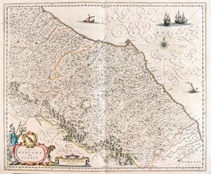 Ancona, Marche, Itália, em "Theatrum Orbis Terrarum, sive Atlas Novus" de Willem Blaeu, Amesterdão de Willem Blaeu