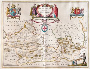 Berkshire, em "Theatrum Orbis Terrarum, sive Atlas Novus" de Willem Blaeu, Amesterdão de Willem Blaeu