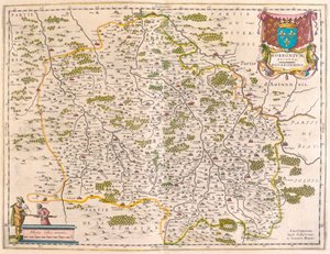 Berri, Nivernois, Borbonnois, em "Theatrum Orbis Terrarum, sive Atlas Novus" de Willem Blaeu, Amesterdão de Willem Blaeu