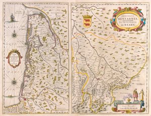 Bordelais-Pays du Médoc - Born- Aquitaine- West coast of France, em "Theatrum Orbis Terrarum, sive Atlas Novus" de Willem Blaeu, Amesterdão de Willem Blaeu