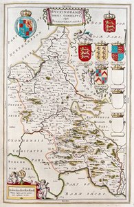 Condado de Buckingam, em "Theatrum Orbis Terrarum, sive Atlas Novus" de Willem Blaeu, Amesterdão de Willem Blaeu