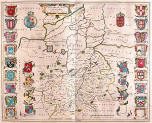Cambridge shire, em "Theatrum Orbis Terrarum, sive Atlas Novus" de Willem Blaeu, Amesterdão de Willem Blaeu