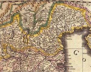 Mapa da região de Veneza, Itália. Atlas de William Blaeu (1571 - 1638) de Willem Blaeu
