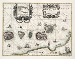 Carta das Molucas, Indonésia de Willem Blaeu