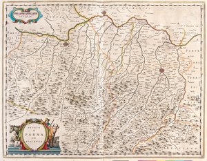 Cidades de Parma e Piacenza, Itália, em "Theatrum Orbis Terrarum, sive Atlas Novus" de Willem Blaeu, Amesterdão de Willem Blaeu