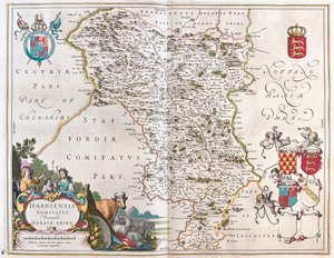 Darbieshire, em "Theatrum Orbis Terrarum, sive Atlas Novus" de Willem Blaeu, Amesterdão de Willem Blaeu