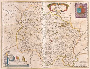 Departamento do rio Lot - Languedoc - Quercy, em "Theatrum Orbis Terrarum, sive Atlas Novus" de Willem Blaeu, Amesterdão de Willem Blaeu