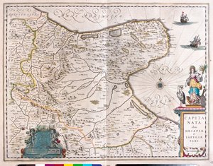 Foggia, Itália, em "Theatrum Orbis Terrarum, sive Atlas Novus" de Willem Blaeu, Amesterdão de Willem Blaeu