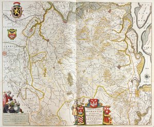 Alemanha, Bélgica e França, em "Theatrum Orbis Terrarum, sive Atlas Novus" de Willem Blaeu, Amesterdão de Willem Blaeu