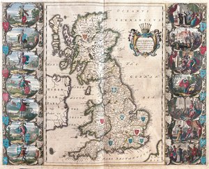 Grã-Bretanha, em "Theatrum Orbis Terrarum, sive Atlas Novus" de Willem Blaeu, Amesterdão de Willem Blaeu