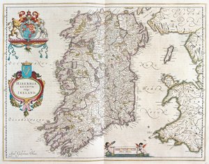 Irlanda, em "Theatrum Orbis Terrarum, sive Atlas Novus" de Willem Blaeu, Amesterdão de Willem Blaeu