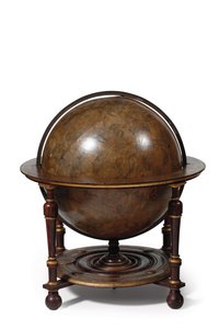 Grande par de globos de biblioteca, o terrestre 1645-48, o celestial após c.1630 (gesso, madeira e papel gravado) de Willem Blaeu