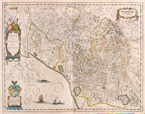 Lucca, Itália, em "Theatrum Orbis Terrarum, sive Atlas Novus" de Willem Blaeu, Amesterdão de Willem Blaeu