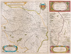 Lymoges - Clermont - Ferrand, em "Theatrum Orbis Terrarum, sive Atlas Novus" de Willem Blaeu, Amesterdão de Willem Blaeu