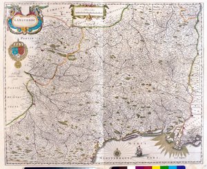 Mapa que cobre Languedoc - Roussillon - Montpellier - Toulouse - Avignon - Arles, em "Theatrum Orbis Terrarum, sive Atlas Novus" de Willem Blaeu, Amesterdão. de Willem Blaeu