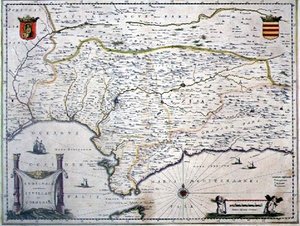 Mapa da Andaluzia, Espanha (gravura)