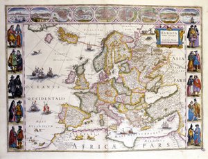 Mapa da Europa. Atlas de William Blaeu (1571 - 1638). Amesterdão 1635.