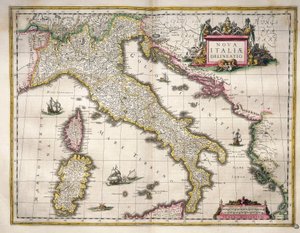 Mapa da Itália, do Theatrum Orbis Terrarum, de Willem Blaeu, Amsterdão de Willem Blaeu