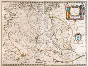 Milão, Itália, em "Theatrum Orbis Terrarum, sive Atlas Novus" de Willem Blaeu, Amesterdão de Willem Blaeu