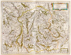 Nivernais, Nievre, em "Theatrum Orbis Terrarum, sive Atlas Novus" de Willem Blaeu, Amesterdão de Willem Blaeu