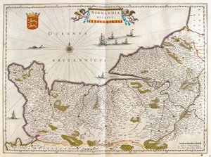 Normandia, em "Theatrum Orbis Terrarum, sive Atlas Novus" de Willem Blaeu, Amesterdão de Willem Blaeu