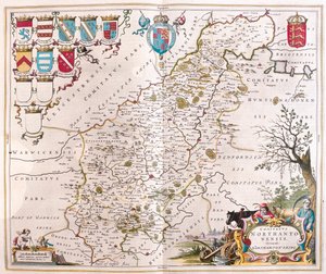 Northampton shire, em "Theatrum Orbis Terrarum, sive Atlas Novus" de Willem Blaeu, Amesterdão de Willem Blaeu