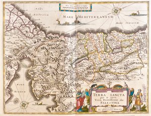 Palestina, em "Theatrum Orbis Terrarum, sive Atlas Novus" de Willem Blaeu, Amesterdão de Willem Blaeu